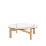 Klare Linien, ein moderner Materialmix und eine hochwertige Verarbeitung kennzeichnen den Couchtisch ROUND COFFEE TABLE von MOEBE ROUND COFFEE TABLE von MOEBE - Couchtisch rund aus Holz und Glas