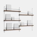 Variante 3 des Zeitschriftenregals MAGAZINE SHELVING von MOEBE in Eiche geräuchert mit weißem Gestell Zeitschriftenregal für die Wand in Eiche geräuchert White - MAGAZINE SHELVING MS.115.2 von MOEBE