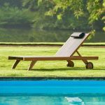 Die hochwertige Gartenliege KATE LOUNGER von Traditional Teak in der Variante Textilne schwarz KATE LOUNGER von Traditional Teak Gartenliege Teak in Batyline schwarz