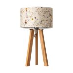 Tischlampe LIGNA mit Holzfuß Tischlampe mit Holzfuß in Eiche und Lampenschirm Almwiese light - LIGNA von LeuchtNatur