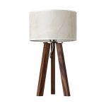 Tischlampe LIGNA mit Holzfuß Tischlampe mit Holzfuß in Nuissbaum und Lampenschirm Blätter - LIGNA von LeuchtNatur