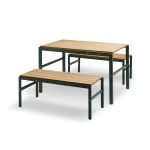 Gartensitzgruppe mit Gartenbank aus Alu und Holz - REFORM BENCH von Skagerak