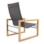 Seitenansicht des Outdoor Lounge Chair SOFIA von Traditional Teak mit dunkelgrauem (Slade) Bezug Lounge Chair für Garten Bezug Slade - SOFIA LOUNGE CHAIR von Traditional Teak