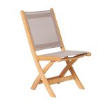 Der moderne Gartenstuhl KATE von Traditional Teak mit Bezug in Textilene taupe KATE von Traditional Teak Klappstuhl Garten in Batyline Taupe