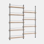 Variante 5 des Zeitschriftenregals MAGAZINE SHELVING von MOEBE in Eiche geölt mit schwarzem Gestell Zeitschriftenregal für die Wand in Eiche Black - MAGAZINE SHELVING MS.180.2 von MOEBE