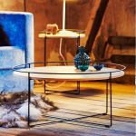 Großer Couchtisch CLOCK aus Metall und Holz mit 80 cm Durchmesser - Abbildung in Eiche wenge runder Couchtisch mit 80 cm Durchmesser aus Metall und Holz CLOCK von Jan Kurtz