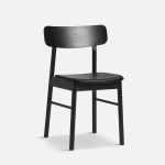 Esstischstuhl gepolstert in Esche schwarz mit Leder in schwarz SOMA Dining Chair von WOUD