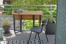 beidseitig klappbarer Balkontisch aus Aluminium und Teakholz - TIME von Jan Kurtz