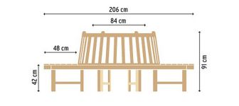 Maße der runden Baumbank BEATRICE aus Teakholz von Traditional Teak Maße der Teakholz Baumbank rund - BEATRICE von Traditional Teak