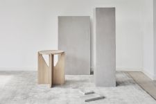 Design-Hocker STOOL im grafischen Design aus Holz von Kristina Dam Grafischer Design-Hocker STOOL und Beistelltisch aus Holz von Kristina Dam