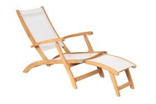 komfortabler Teakholz Deckchair mit Batyline weiß - KATE von Traditional Teak