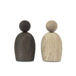 Vogelpaar als Spatzen in Eiche von Kay Bojesen von hinten - SPATZENPÄRCHEN