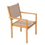 Der geschmackvolle Gartenstuhl KATE von Traditional Teak in der Variante Textilene Taupe KATE von Traditional Teak stapelbarer Gartenstuhl in Batyline Taupe