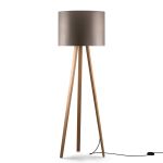 Stehleuchte dimmbar in Eiche natur mit Lampenschirm in bronzegrau - LUCA STAND HIGH von maigrau