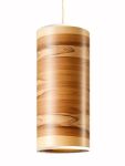 Moderne Pendelleuchte NUX von LeuchtNatur aus Holzfurnier in Satin Nussbaum mit weißer Einfassung Esstisch Pendelleuchte in Satin Nussbaum in weiss - Nux von LeuchtNatur