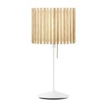 Tischleuchte KOMOREBI SQUARE von UMAGE in Eiche geölt mit weißem Lampenständer Tischleuchte mit Lampenschirm aus Holz mit Lampenständer in Weiß KOMOREBI Square von UMAGE