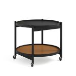 Runder Servierwagen TRAY TABLE 60 von Brdr. Krüger in Buche, schwarz lackiert mit schwarzem und cognacfarbenem Tablett (Clay) Servierwagen rund aus Holz Buche schwarz / Clay - TRAY TABLE 60 von Brdr. Krüger