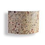 halbrunde Wandleuchte aus Heufurnier Almwiese mit Rosenblüten - CORTEX von LeuchtNatur