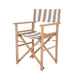 Regiestuhl aus Holz mit Bezug in Listado Taupe MAXX von Jan Kurtz