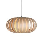 ST903 von Tom Rossau - runde Design Pendelleuchte aus Holz in Birke natur 
