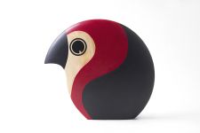 Deko Vogel Papagei aus Holz in Rot - DISCUS von architectmade