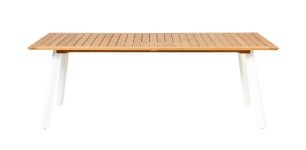 Gartentisch LUNA aus hochwertigem Teakholz von Traditional Teak mit Tischbeinen aus weißem Aluminium großer Garten Esstisch aus Teakholz und Alu - LUNA von Traditional Teak