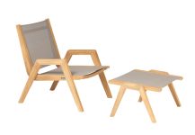 Garten Loungestuhl mit Fußhocker in taupe - KATE CRAZY von Traditional Teak