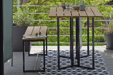 schlichte Balkon Sitzbank aus Aluminium und Teakholz 100cm - TIME von Jan Kurtz