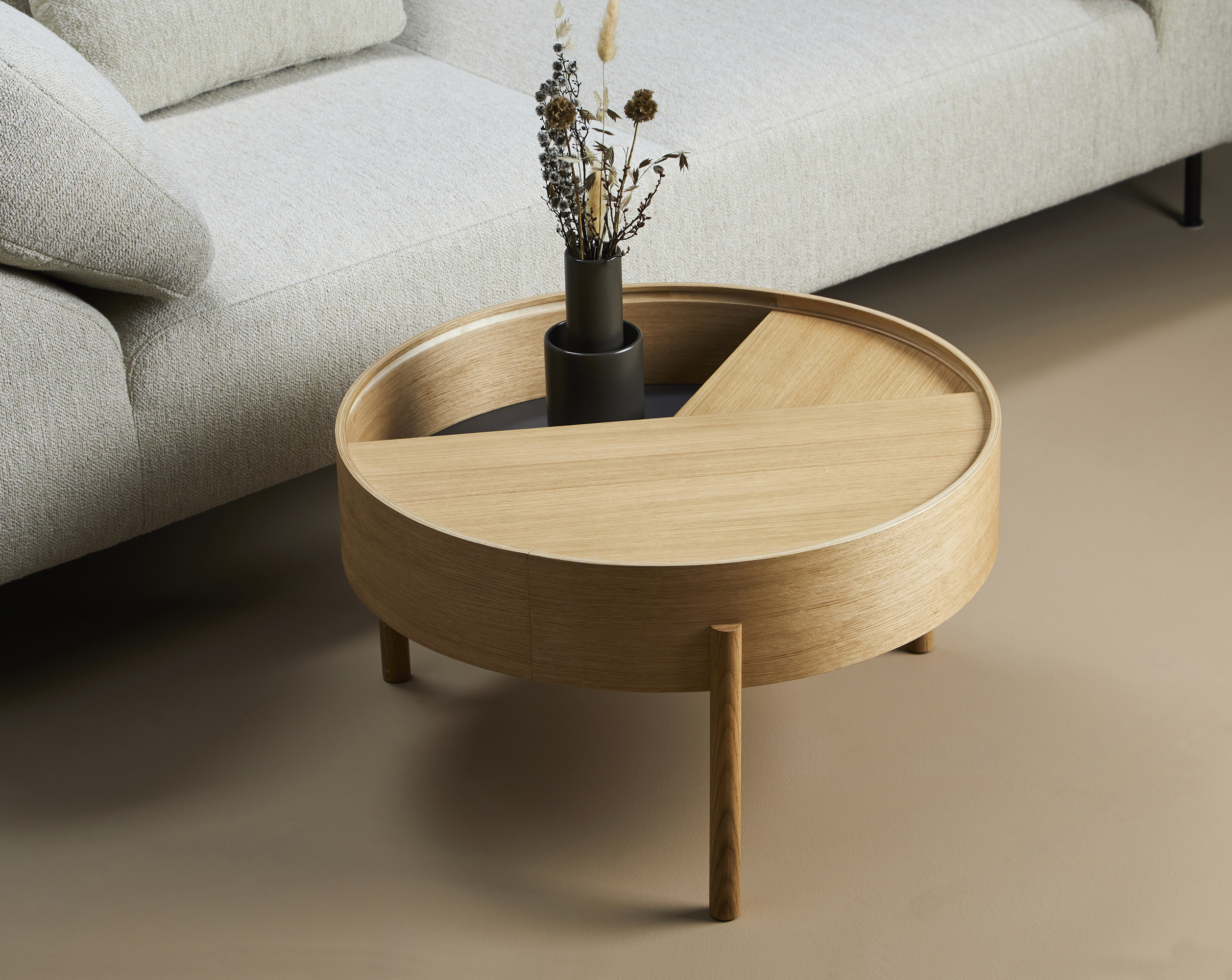 couchtisch mit stauraum arc coffee table von woud | holzdesignpur