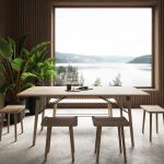 Modernes Esszimmer im dänischen Design mit der SCALA Serie von by Wirth: Den Esstisch SCALA ergänzen die kleine Sitzbank SCALA und der gleichnamige Hocker SCALA by Wirth - SCALA STOOL Holzhocker aus Eiche im dänischen Design