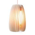 Designer Leuchte SECUNDUM aus Holz mit einem Kabel in coral Schneid SECUNDUM - Designer Leuchte aus Holz mit Kabel in coral