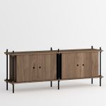 Modernes Design Sideboard aus Holz in Eiche geräuchert und Metall in schwarz - Das Shelving System von Moebe