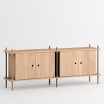 Modernes Design Sideboard aus Holz in Eiche geölt und Metall in grau - Das Shelving System von Moebe