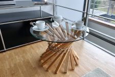 Couchtisch rund aus Glas und Holz - TAVOLINO GRANDE von keilbach