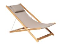 Liegestuhl KATE von Traditional Teak in Textilene taupe mit Nackenrolle Liegestuhl mit Nackenrolle und Batyline in taupe von Traditional Teak - KATE