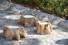 Outdoor-Windlicht FLOWER aus einer Teakwurzel von Jan Kurtz Outdoor-Windlicht in einer Wurzel aus Teak - FLOWER von Jan Kurtz