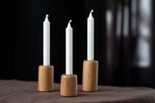 Kerzenhalter 3er-Set aus Holz in Eiche CANELÉ CANDLESTICKS von Rio Lindo