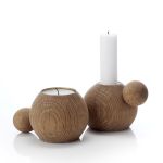 Runder Kerzenhalter und Teelichthalter ROUND N ROUND aus Holz in Eiche geölt ROUND N ROUND von applicata - Kerzenhalter aus Holz in Eiche