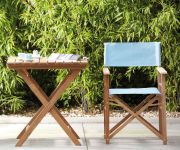 Regiestuhl aus Holz mit Bezug in Meerblau MAXX von Jan Kurtz