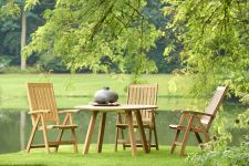 modernes Gartenmöbel-Set rund aus Holz - DIANA & VICTORIA von Traditional Teak