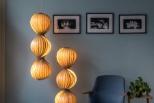 Ausgefallene Pendelleuchte aus Holzfurnier 100 cm - TR30 von Tom Rossau