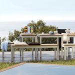 Die Sitzbank QUADRAT von Jan Kurtz besteht aus einem Aluminiumgestell und einer Sitzfläche aus witterungsbeständigem Teakholz und ist somit für den Einsatz im Außenbereich prädestiniert QUADRAT von Jan Kurtz - Sitzbank aus Aluminium und Holz für die Terrasse
