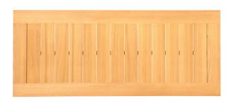 Draufsicht auf den Garten Esstisch GRACE von Traditionel Teak mit eng aneinander gereihten Teakholz-Lamellen Draufsicht auf den Garten Esstisch mit 240 cm Länge - GRACE von Traditionel Teak
