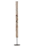 Dimmbare Stehleuchte COLUMNA von LeuchtNatur mit säulenförmigem Lampenschirm aus Steinfurnier in der Ausführung Weißperle und schwarzem Lampenfuß Stehleuchte Säule dimmbar in Weiss Perle Schwarz - COLUMNA von LeuchtNatur