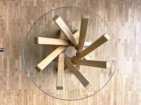Design Beistelltisch rund aus Glas und Holz - TAVOLINO von keilbach