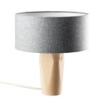 Tischleuchte Holzfuß aus Zirbe in Baumwollfilz grau PURA von LeuchtNatur
