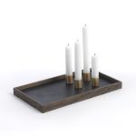 Kerzenhalter Tablett CANDLE TRAY DE LUXE in Eiche geräuchert mit Kerzenhaltern aus Messint von The Oak Men Kerzenhalter Tablett in Eiche und Messing - CANDLE TRAY DE LUXE von The Oak Men
