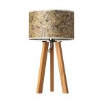 Tischlampe LIGNA mit Holzfuß Tischlampe mit Holzfuß in Eiche und Lampenschirm Kornblume - LIGNA von LeuchtNatur