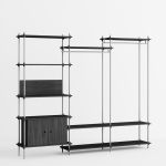 Regalsystem als Garderobe in Eiche schwarz / Schwarz - SHELVING SYSTEM HALLWAY WIDE von MOEBE