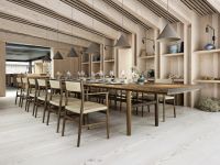 Die Armlehnstühle ARV CHAIR von Brdr. Krüger sind nicht nur optisch auf die gleichnamigen Esstische abgestimmt - trotz der Armlehnen kann der Stuhl einfach unter den Tisch geschoben werden eleganter Armlehnstuhl aus Holz in Eiche geräuchert mit Geflecht - ARV CHAIR von Brdr. Krüger